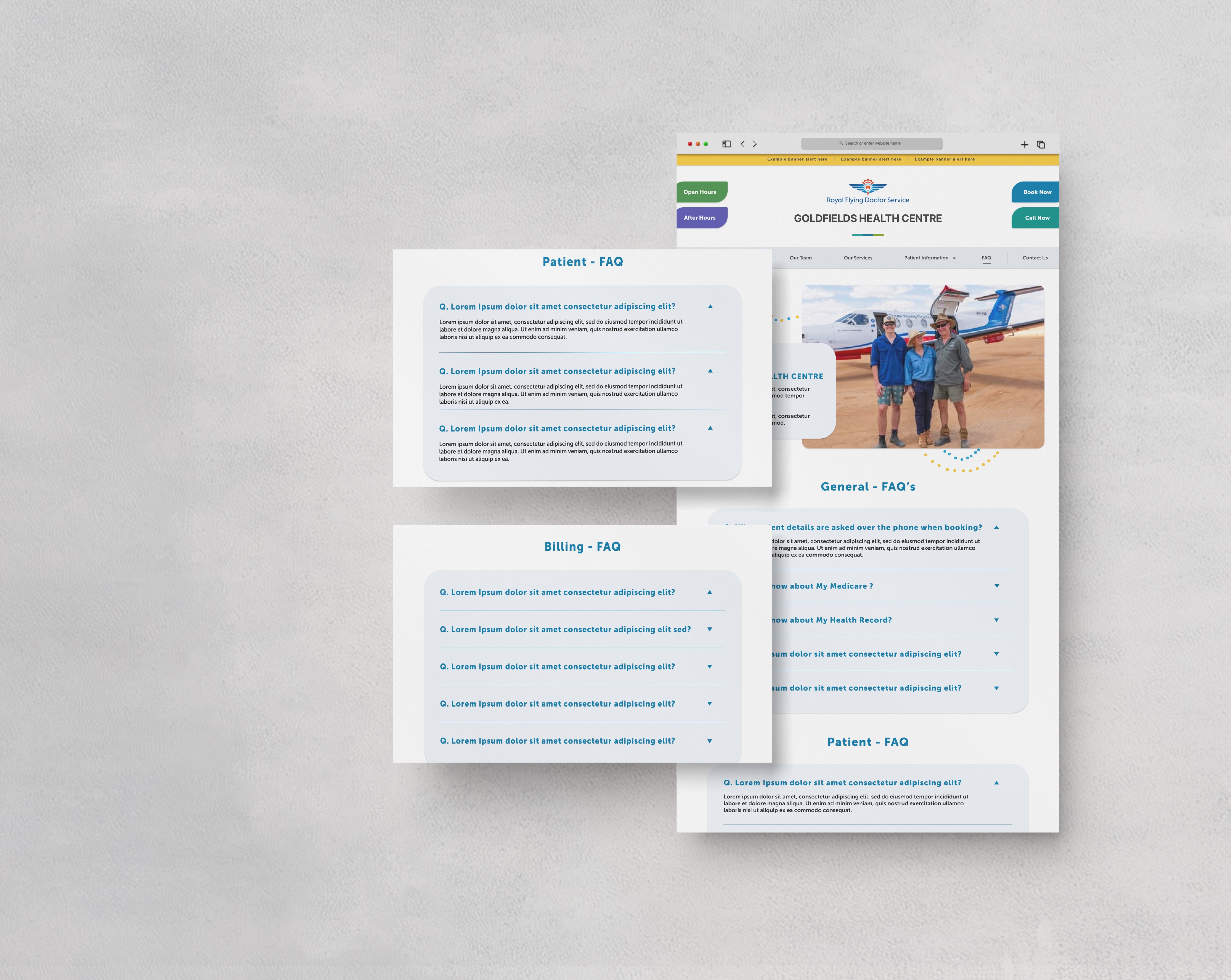 FAQ page mockup